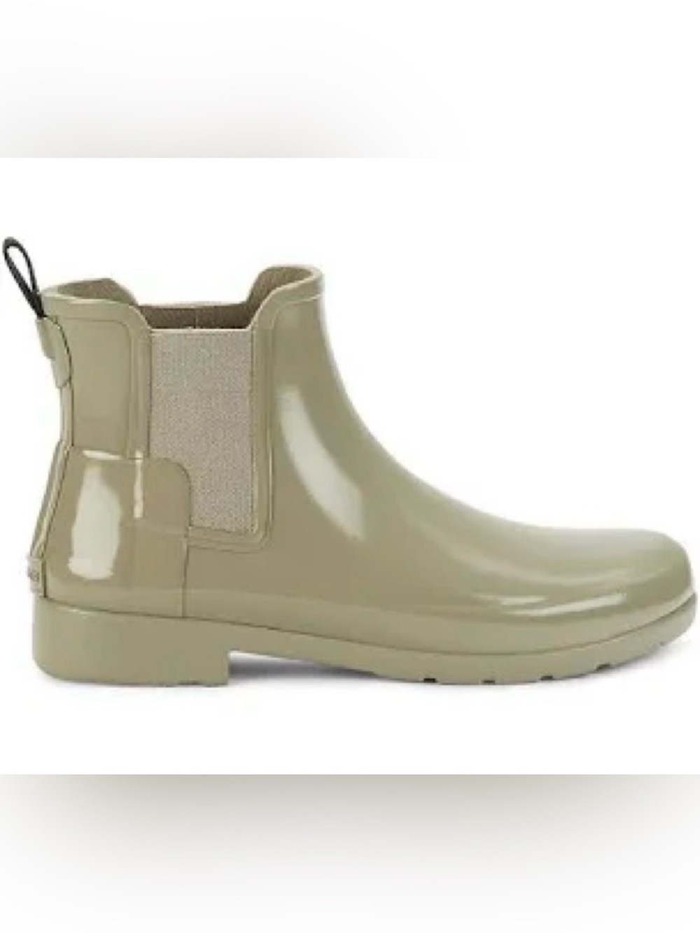 Hunter Refined Grey Chelsea Gloss Rain Boots, size 9.